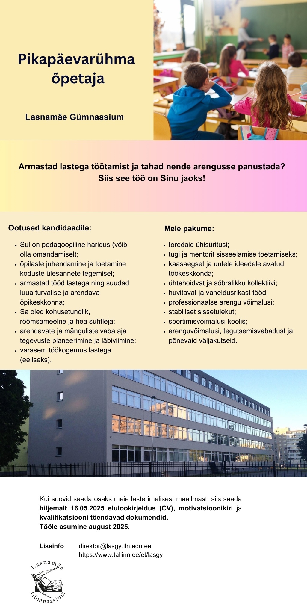 Lasnamäe Gümnaasium Pikapäevarühma õpetaja
