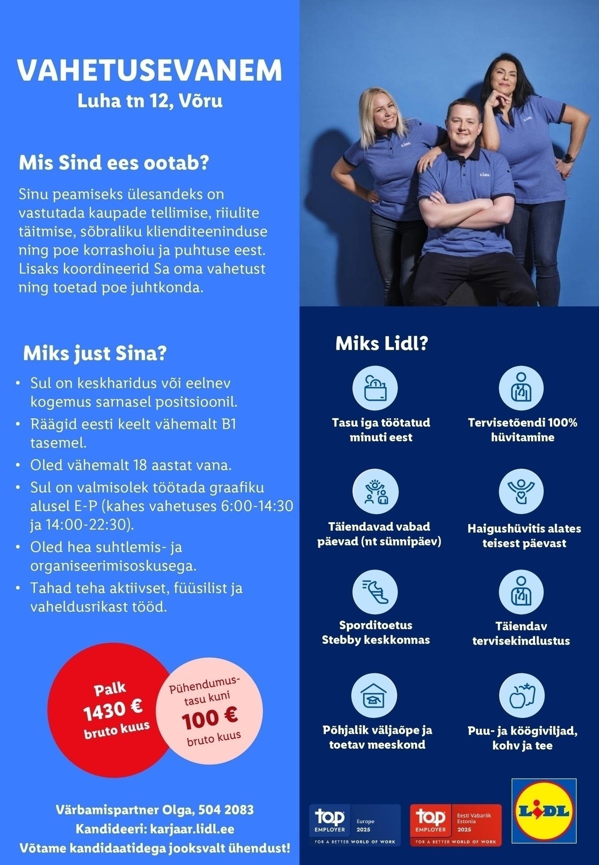 Lidl Eesti OÜ Võru vahetusevanem
