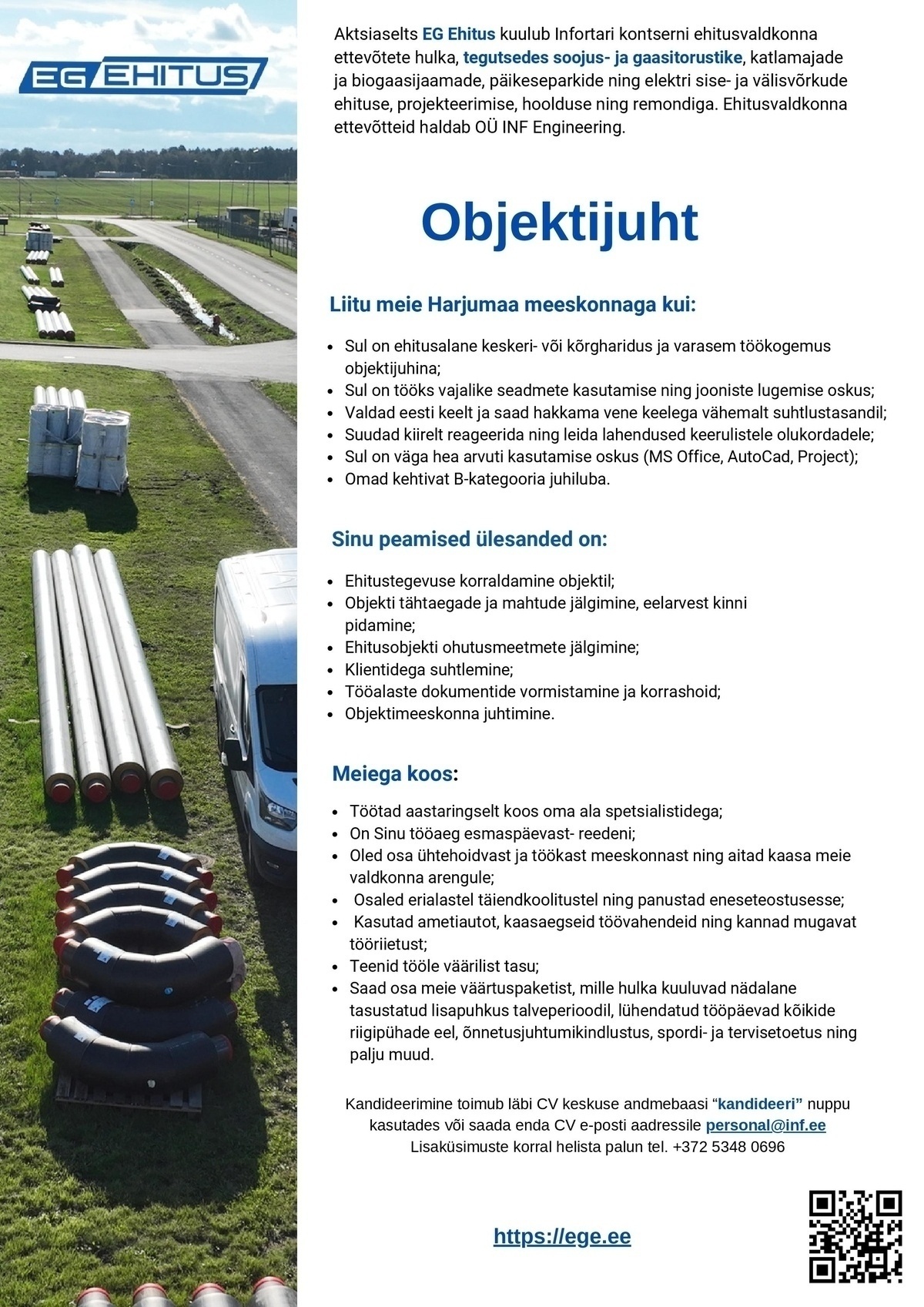 EG EHITUS AS Objektijuht