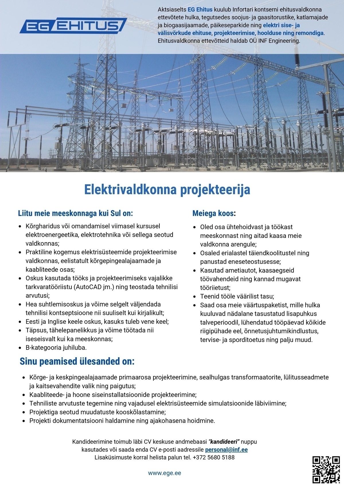 EG EHITUS AS Elektrivaldkonna projekteerija