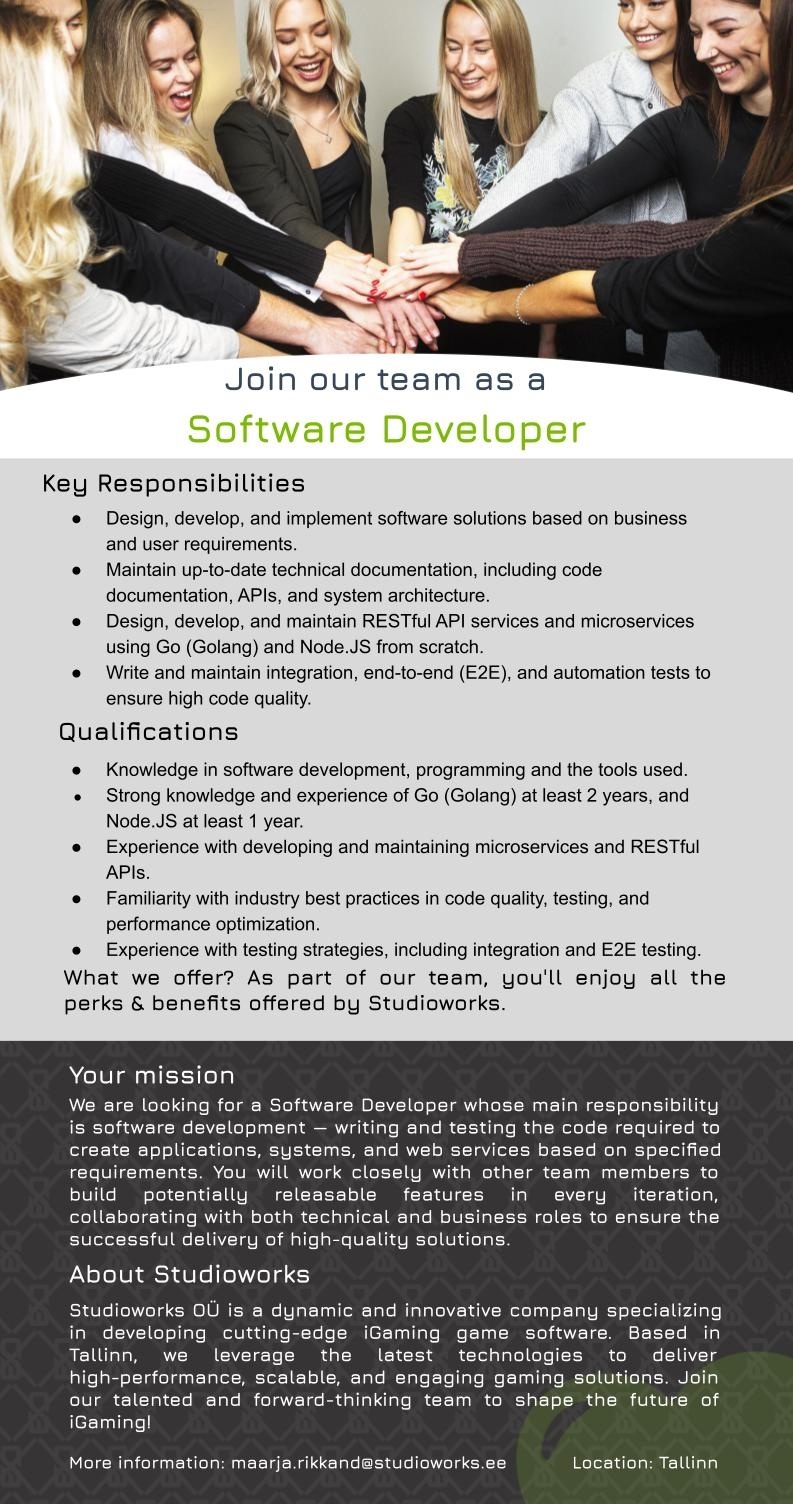 Studioworks OÜ Software Developer