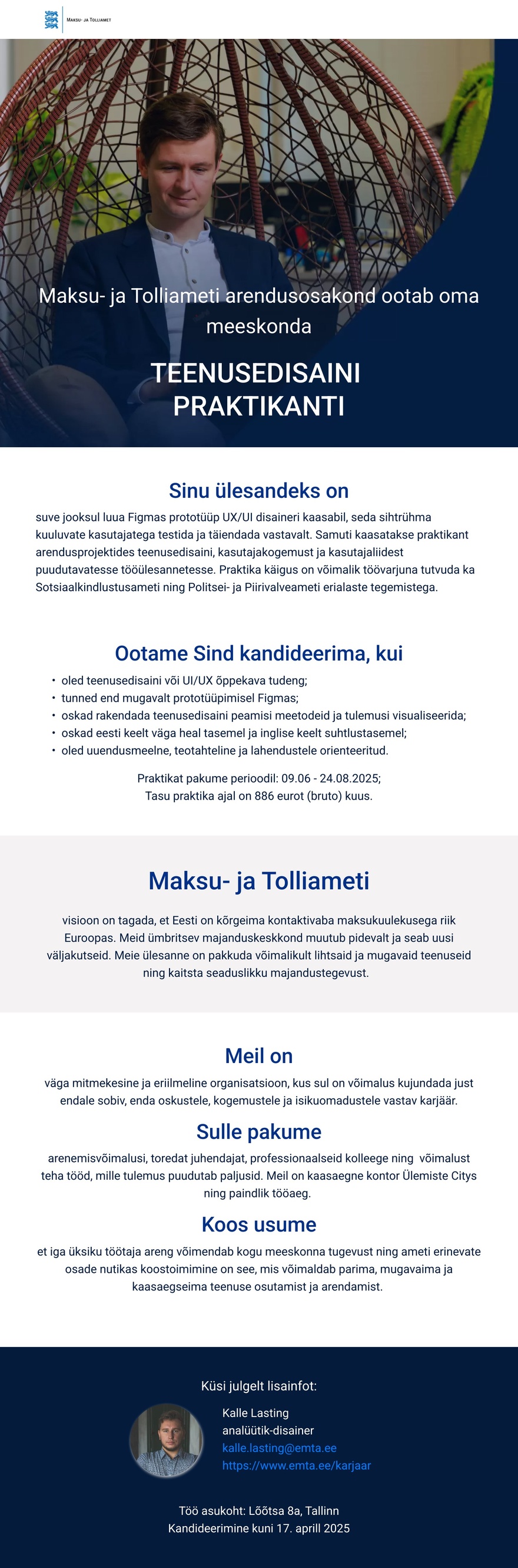 Maksu- ja Tolliamet Teenusedisaini praktika