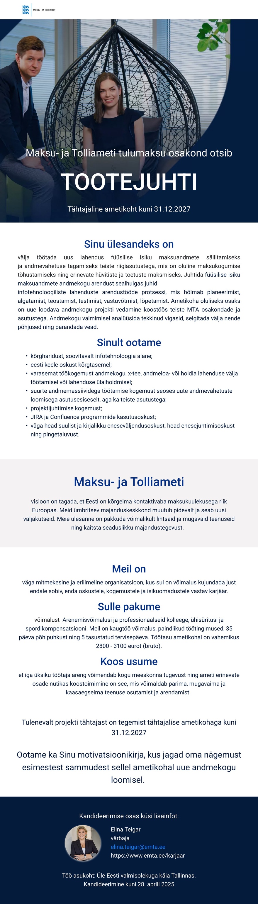 Maksu- ja Tolliamet Tootejuht