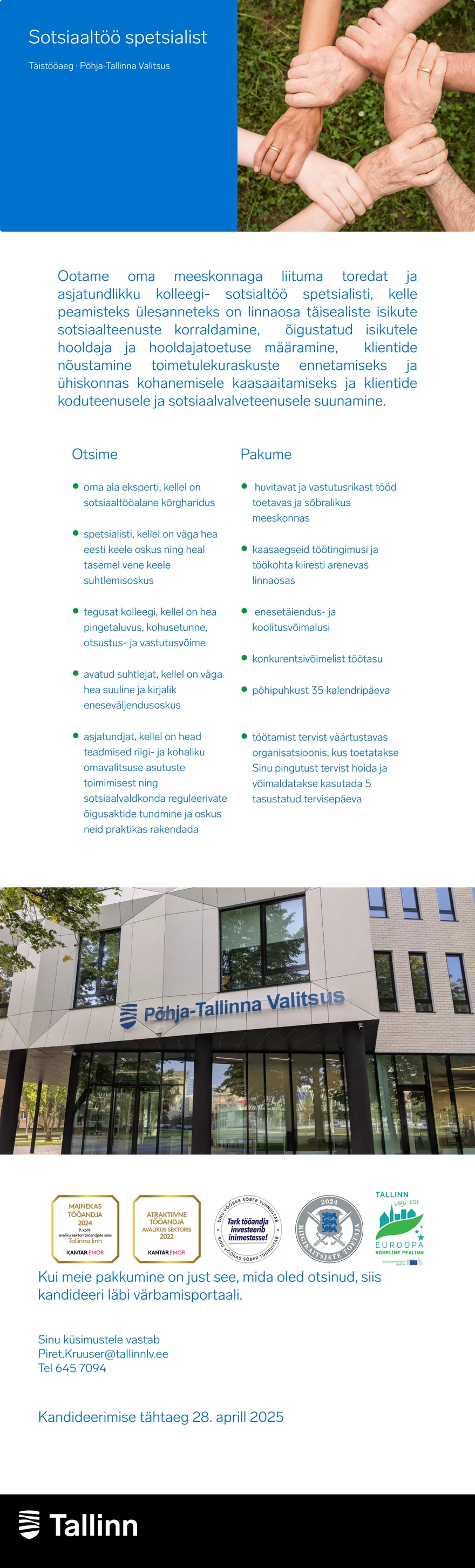Põhja-Tallinna Valitsus Sotsiaaltöö spetsialist