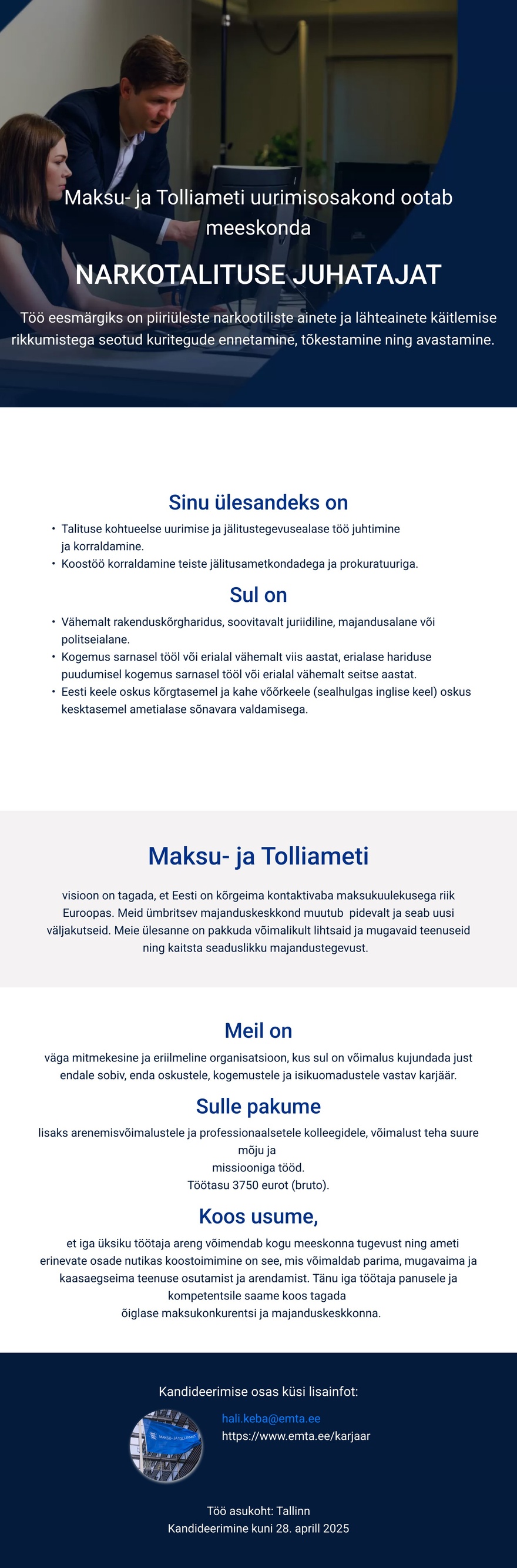 Maksu- ja Tolliamet Narkotalituse juhataja