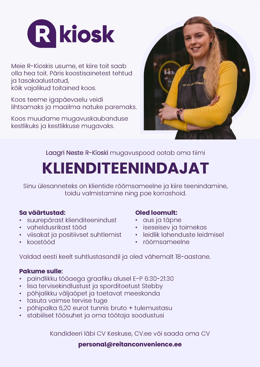Reitan Convenience Estonia AS Klienditeenindaja Laagri Neste R-Kioskisse
