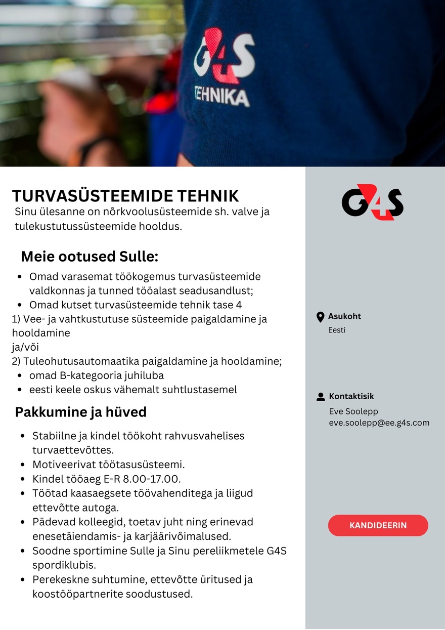 AS G4S Eesti Turvasüsteemide tehnik