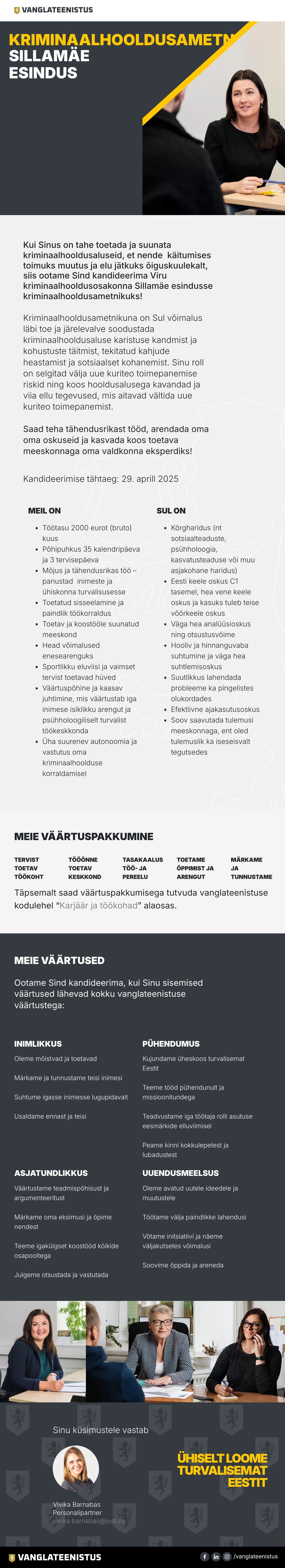 Vanglate kriminaalhooldus Kriminaalhooldusametnik