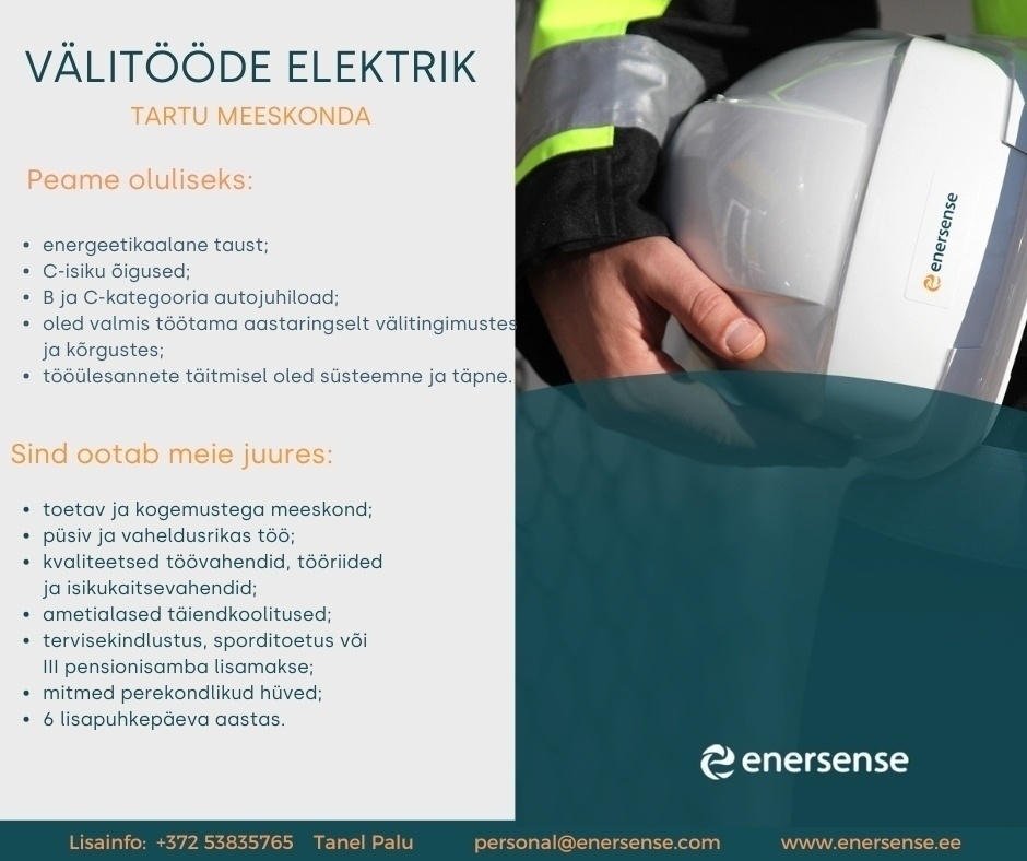 ENERSENSE AS Välitööde elektrik Tartu meeskonda
