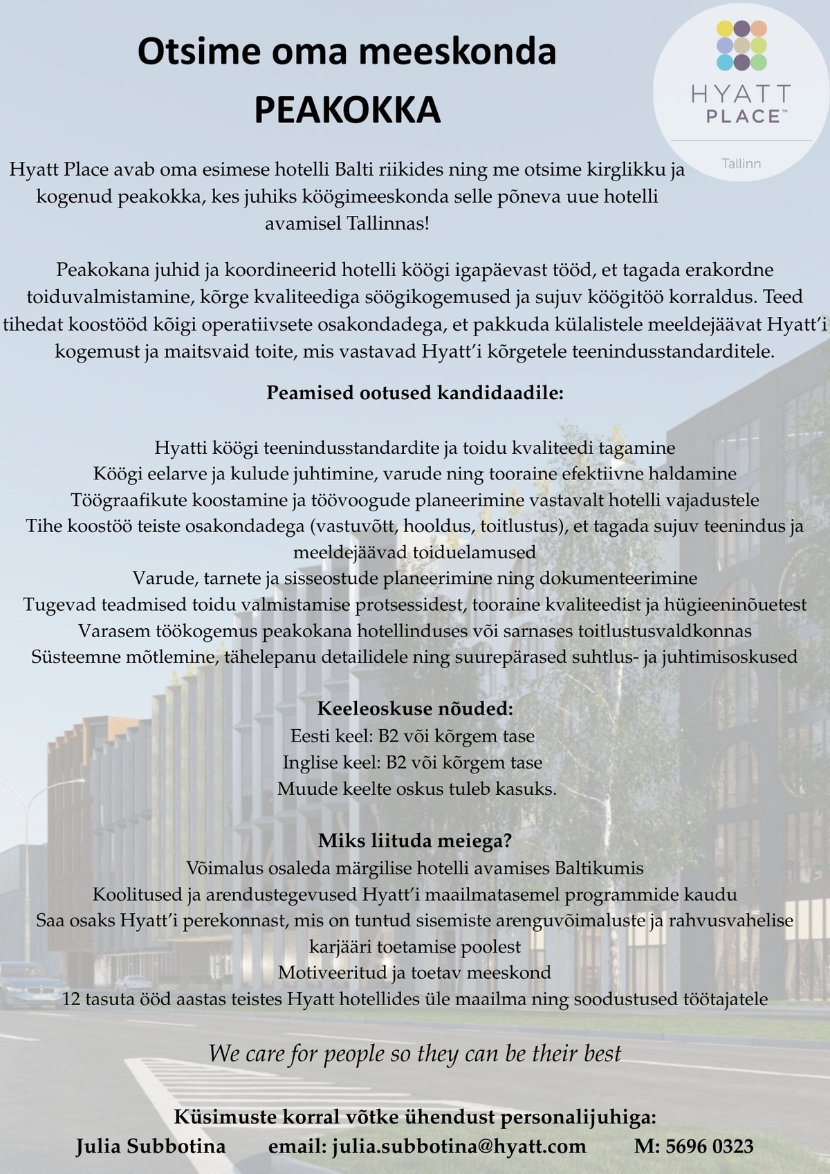 Hyatt Place Tallinn Peakokk - liitu peagi avaneva hotelliga Hyatt Place Tallinn
