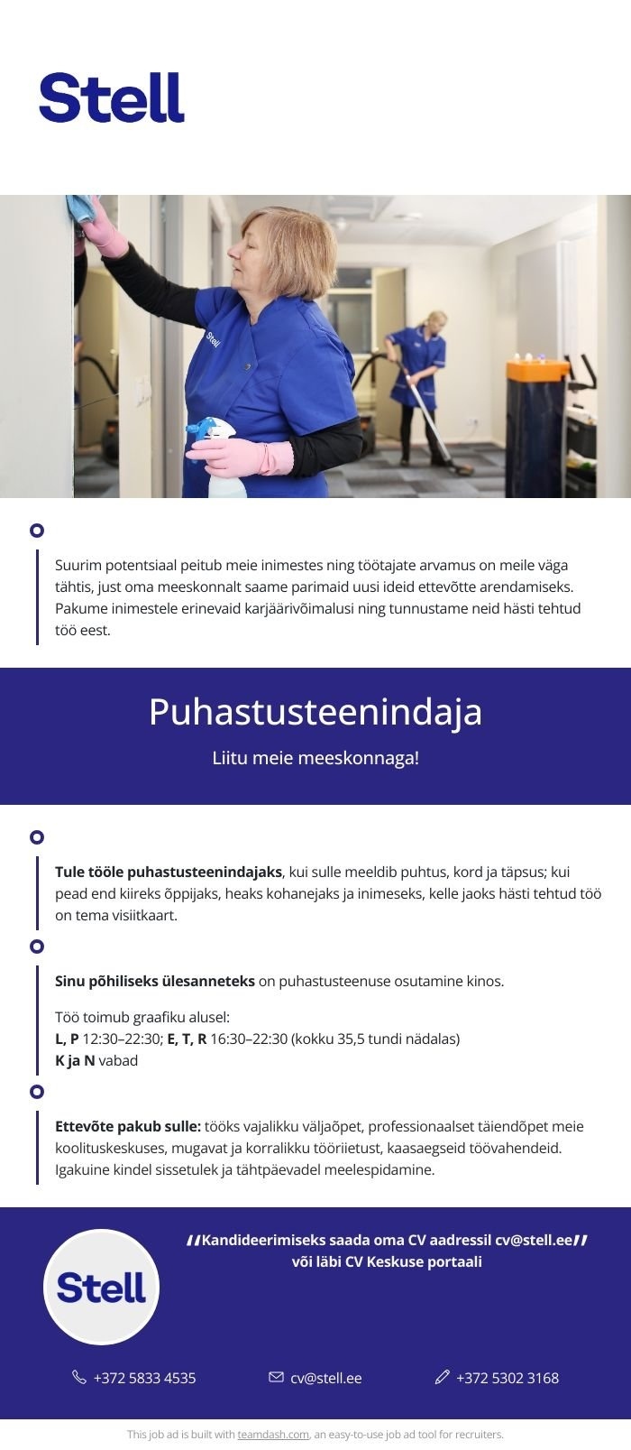 Stell Eesti AS Puhastusteenindaja kinno