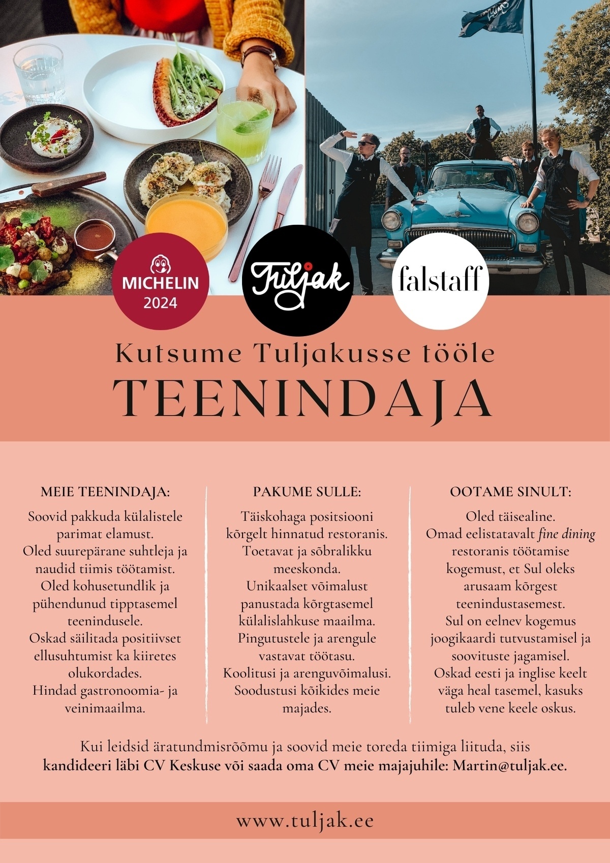 Tuljak KOGEMUSTEGA TEENINDAJA Tuljakusse