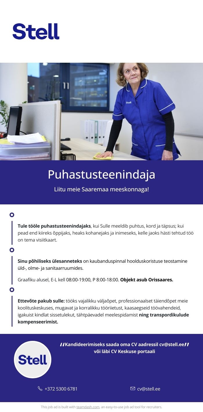 Stell Eesti AS Puhastusteenindaja Orissaare kaubanduspinnal