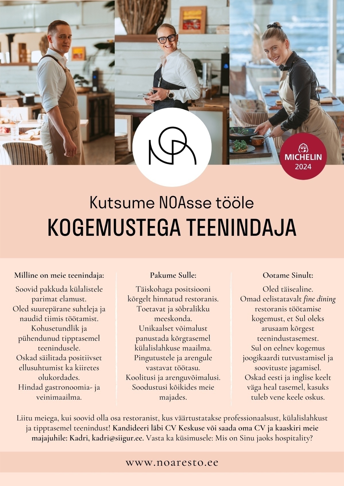 NOA restoran KOGEMUSTEGA TEENINDAJA NOA restorani