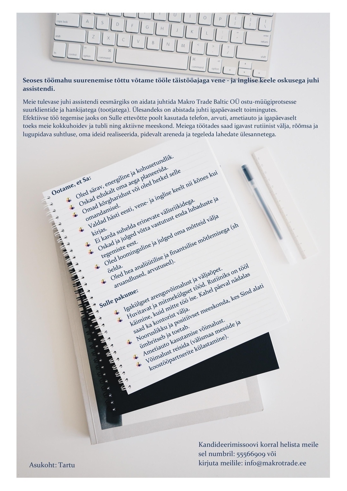 Makro Trade Baltic OÜ Projektijuhi assistent - Tartu