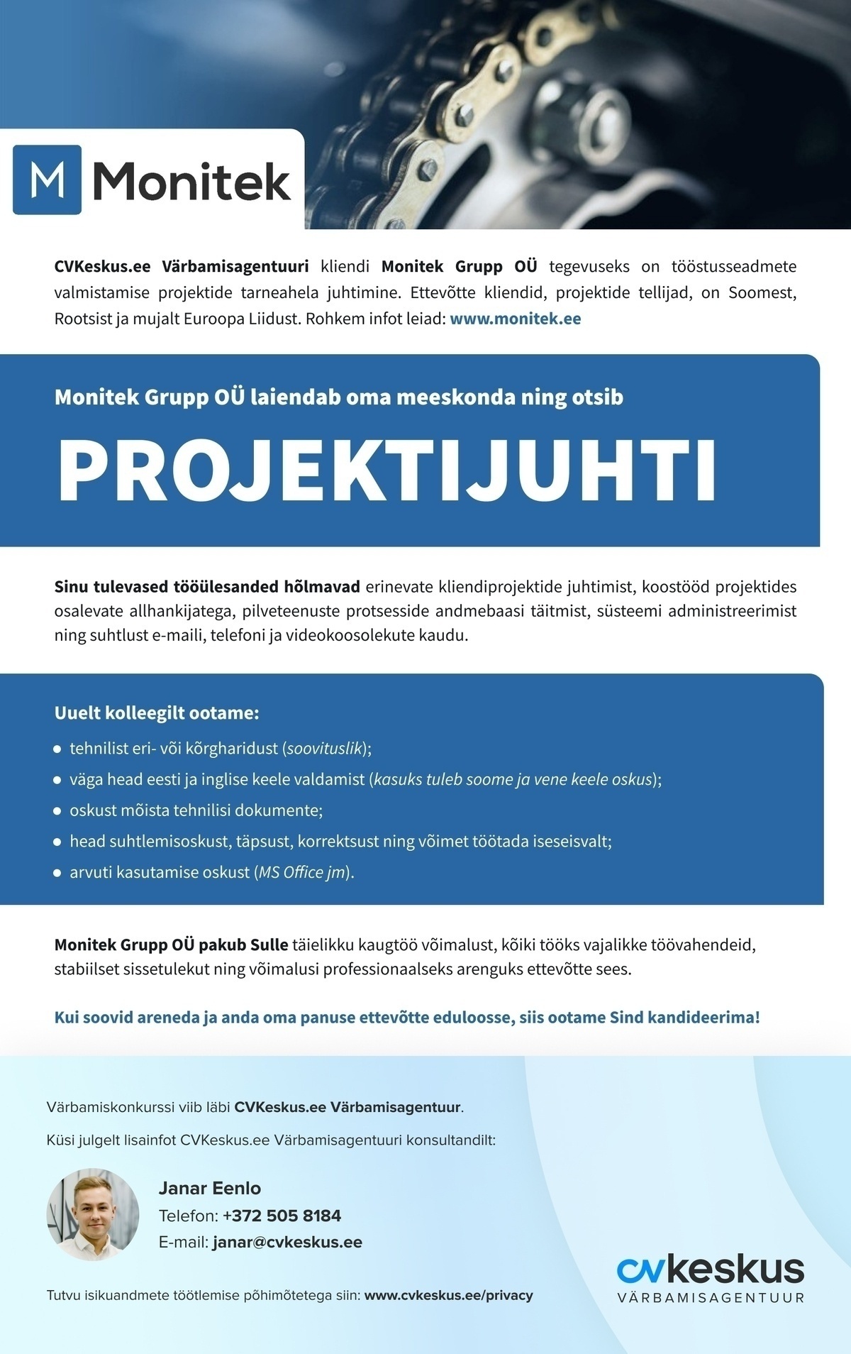 Monitek Grupp OÜ TEHNILINE PROJEKTIJUHT