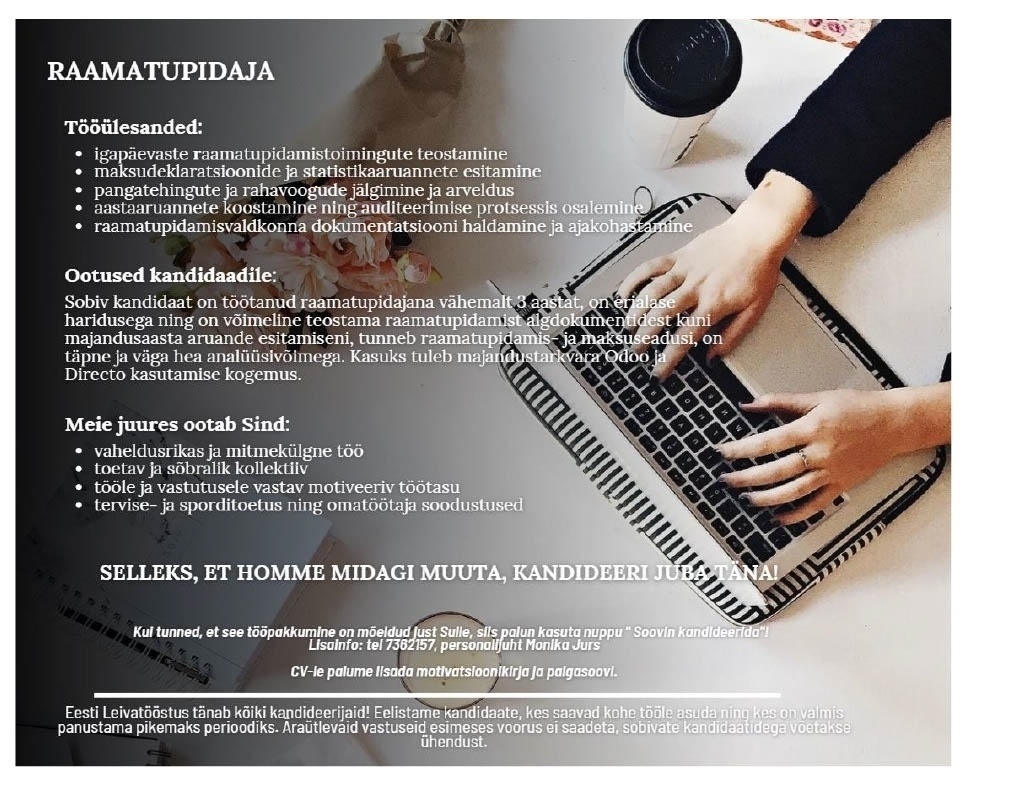 EESTI LEIVATÖÖSTUS AS Raamatupidaja