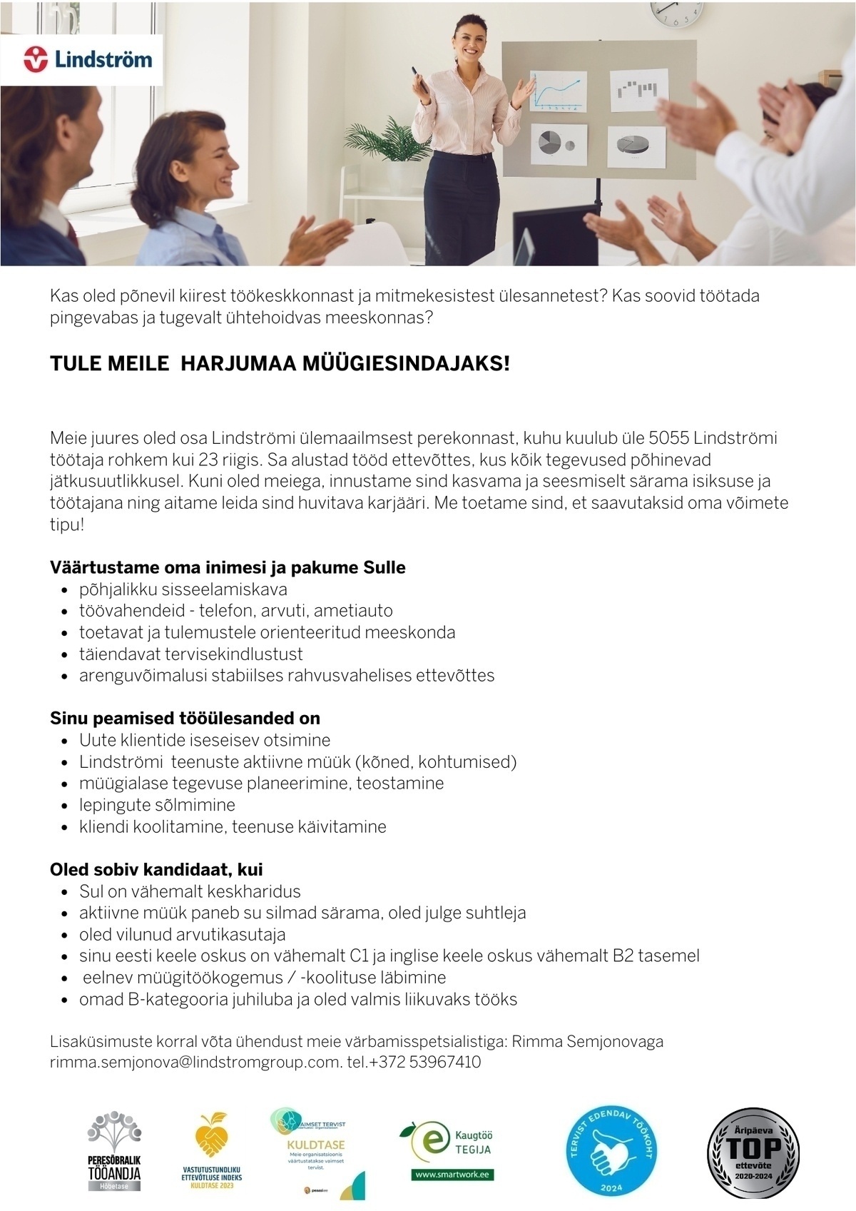 Lindström OÜ B2B müügiesindaja