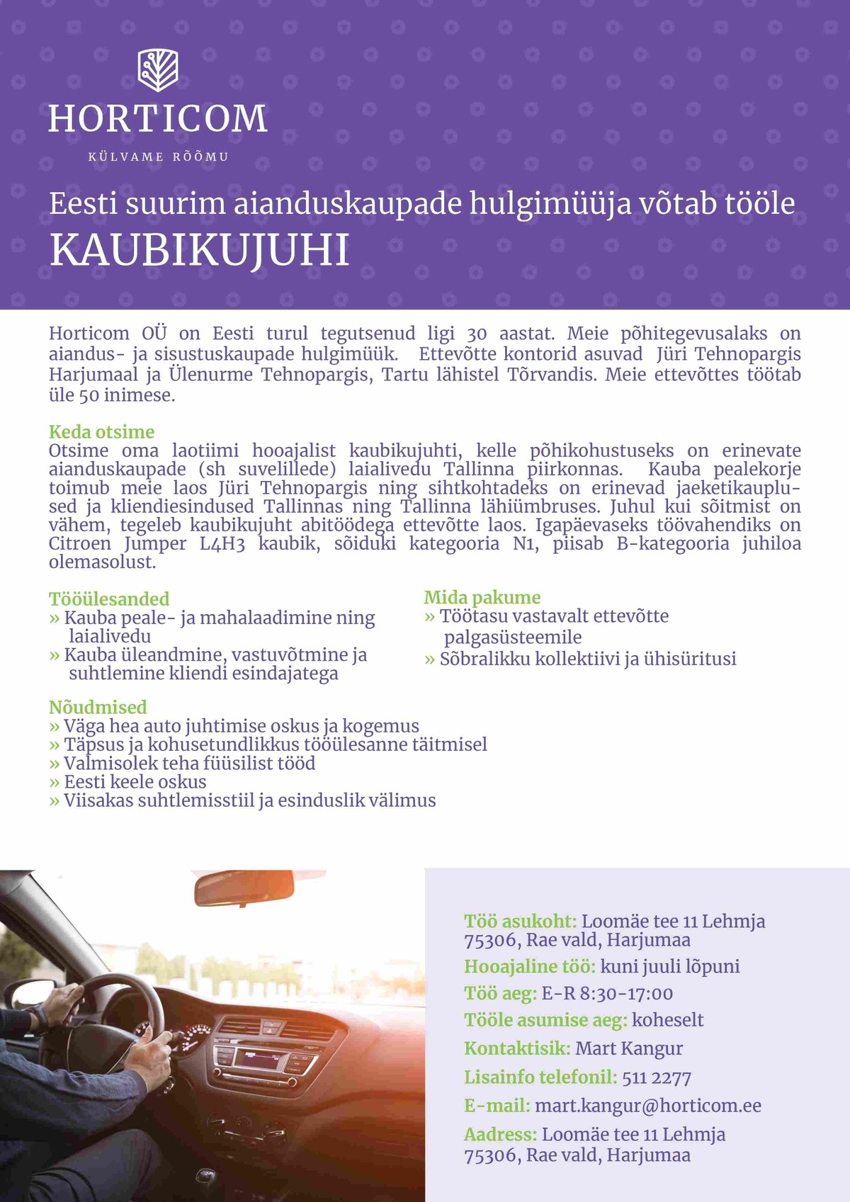 Horticom OÜ Hooajaline kaubikujuht