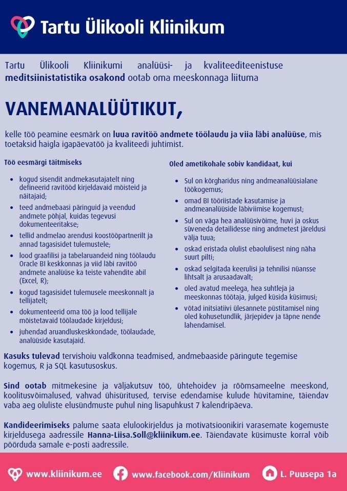 Tartu Ülikooli Kliinikum SA Vanemanalüütik