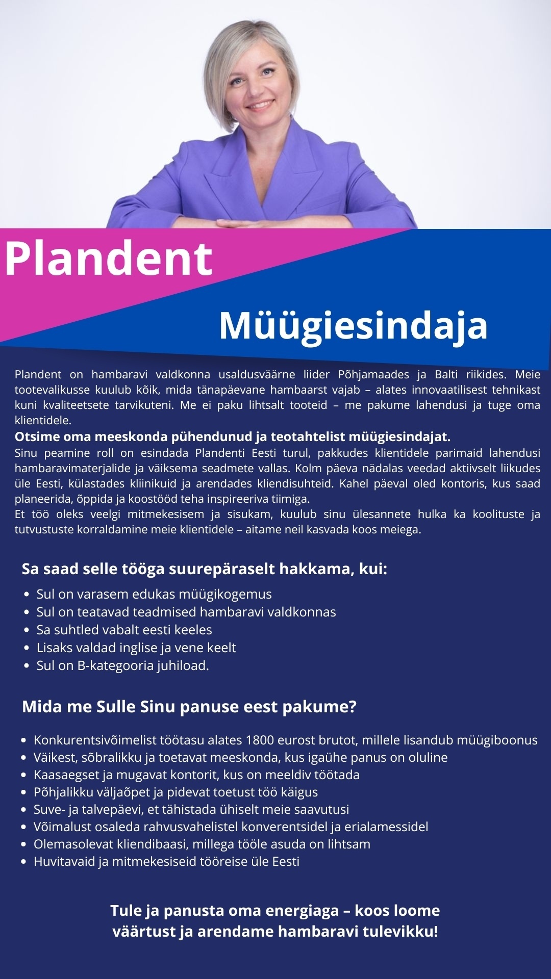 Plandent Eesti OÜ Müügiesindaja