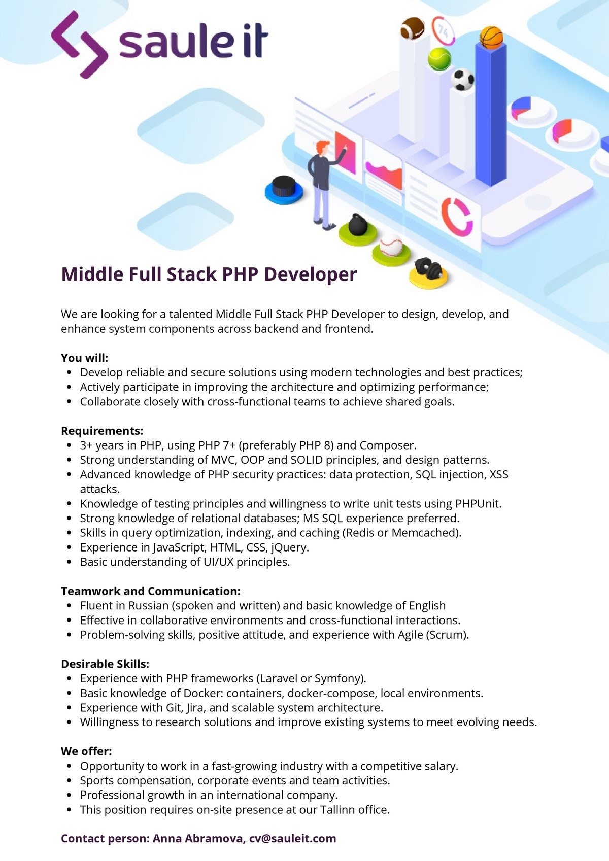 SAULE IT SERVICES OÜ Middle Full Stack PHP Developer