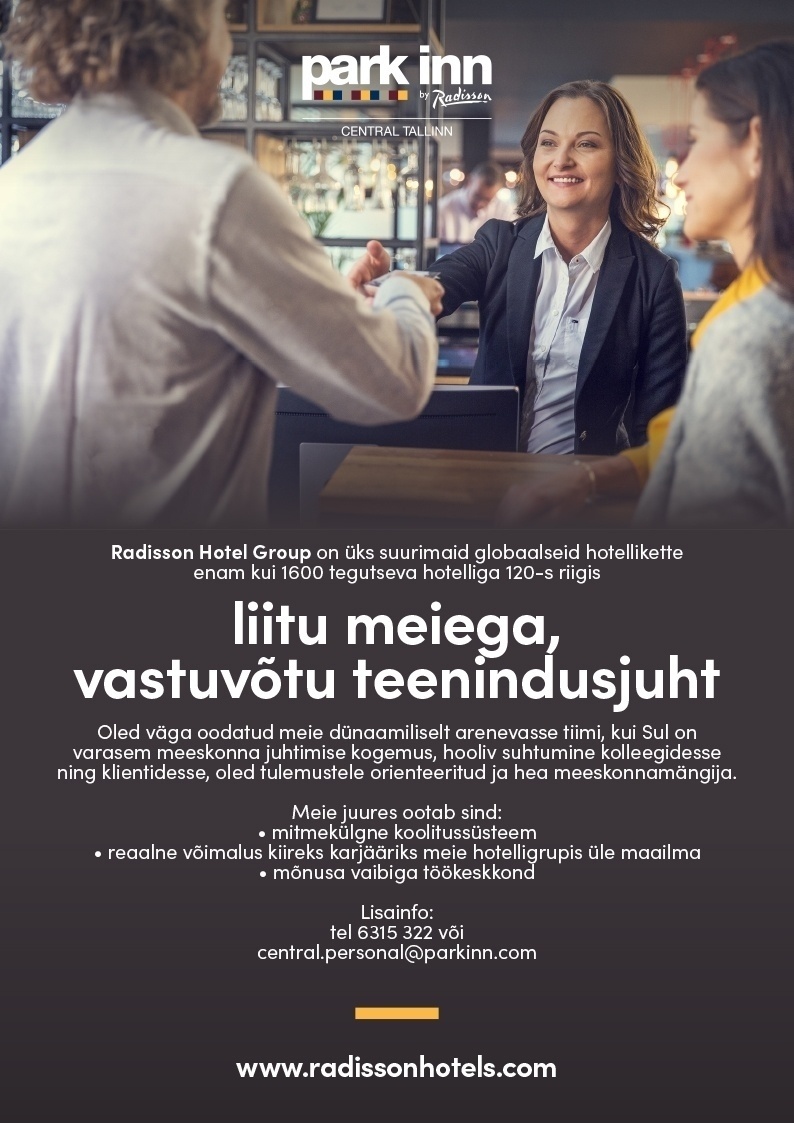 Park Inn by Radisson Central Tallinn Vastuvõtu teenindusjuht