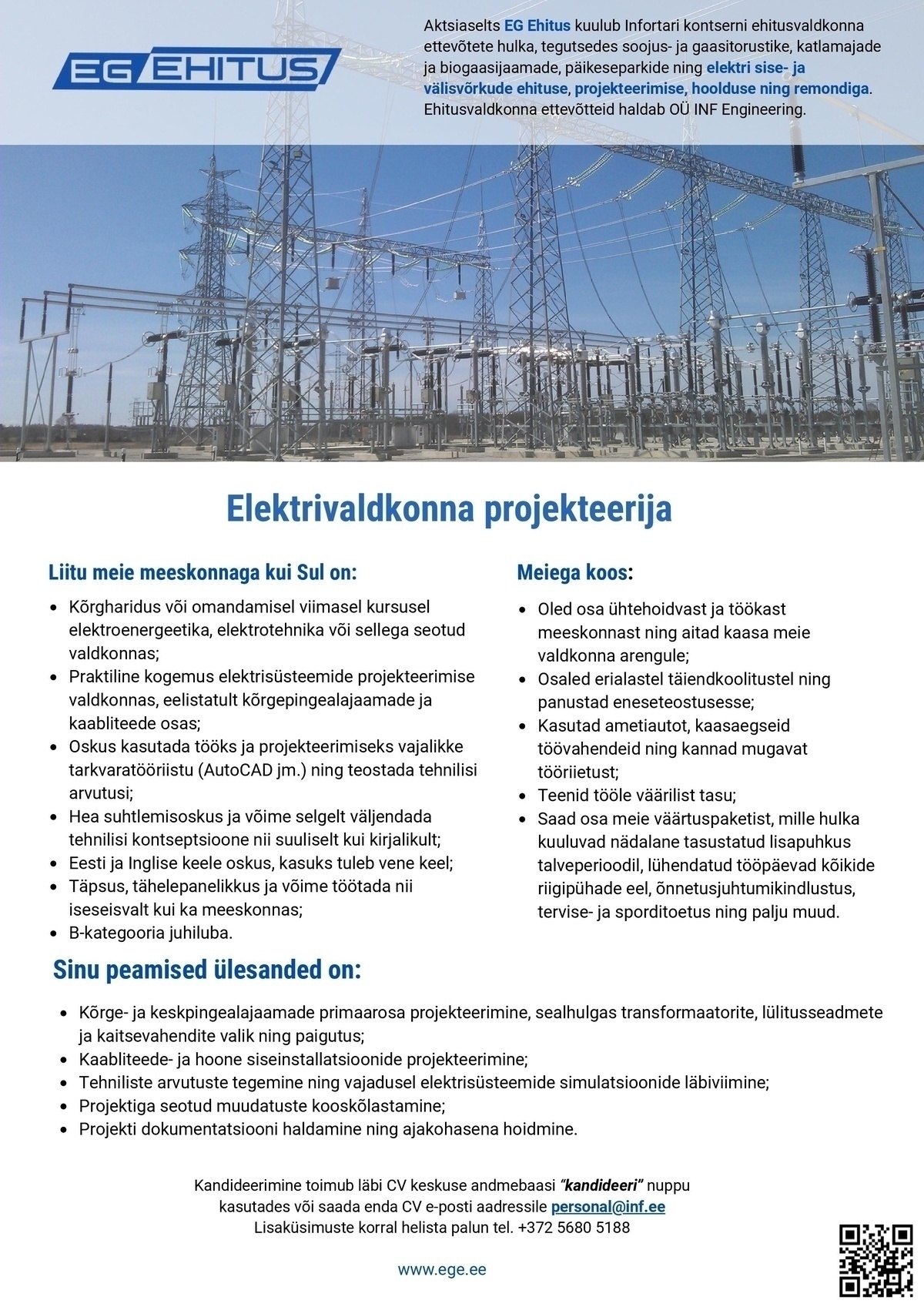 EG EHITUS AS Elektrivaldkonna projekteerija