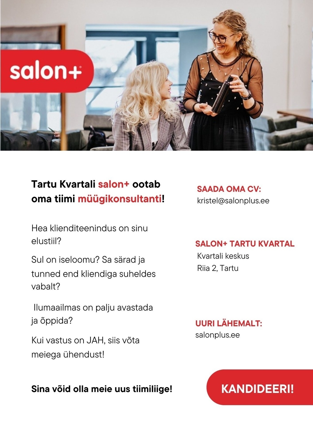 Salonplus Baltic OU Administraator müügikonsultant