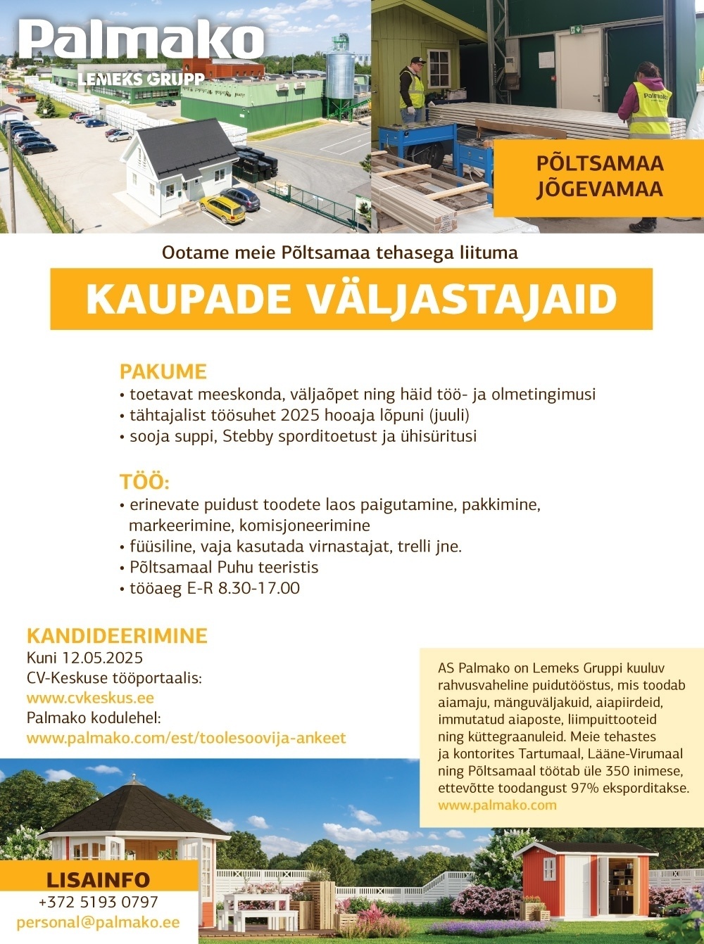 Palmako AS Kaupade väljastaja (Põltsamaa tehas)