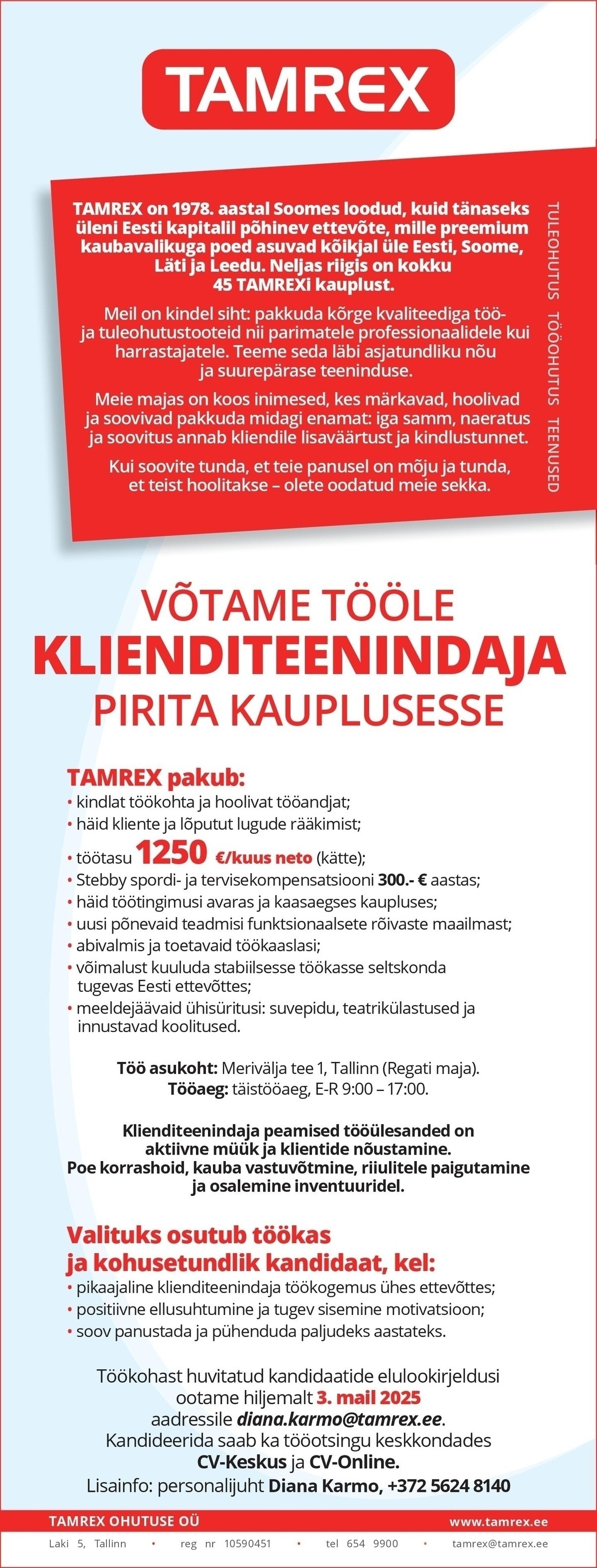Tamrex Ohutuse OÜ Klienditeenindaja