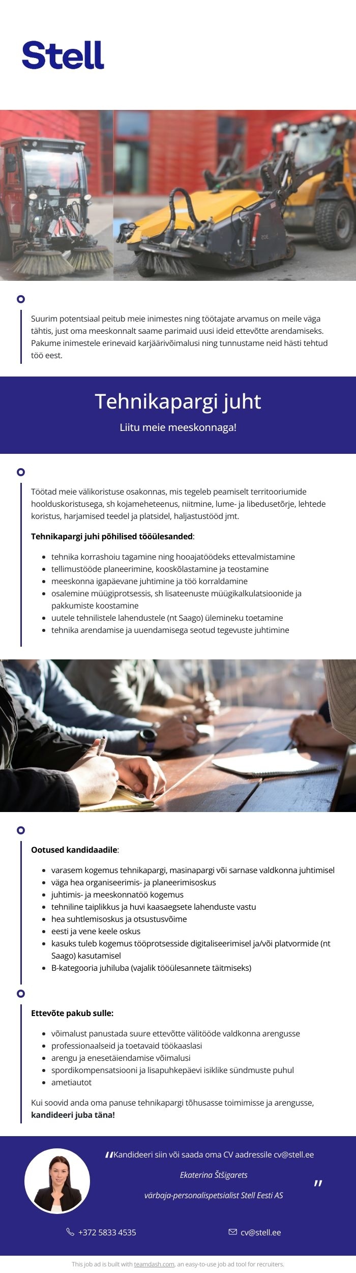 Stell Eesti AS Tehnikapargi juht
