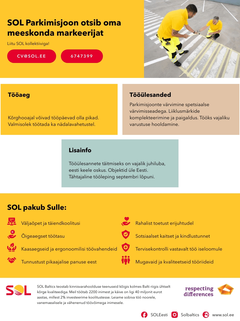 SOL Baltics OÜ SOL Parkimisjoon otsib oma meeskonda markeerijat