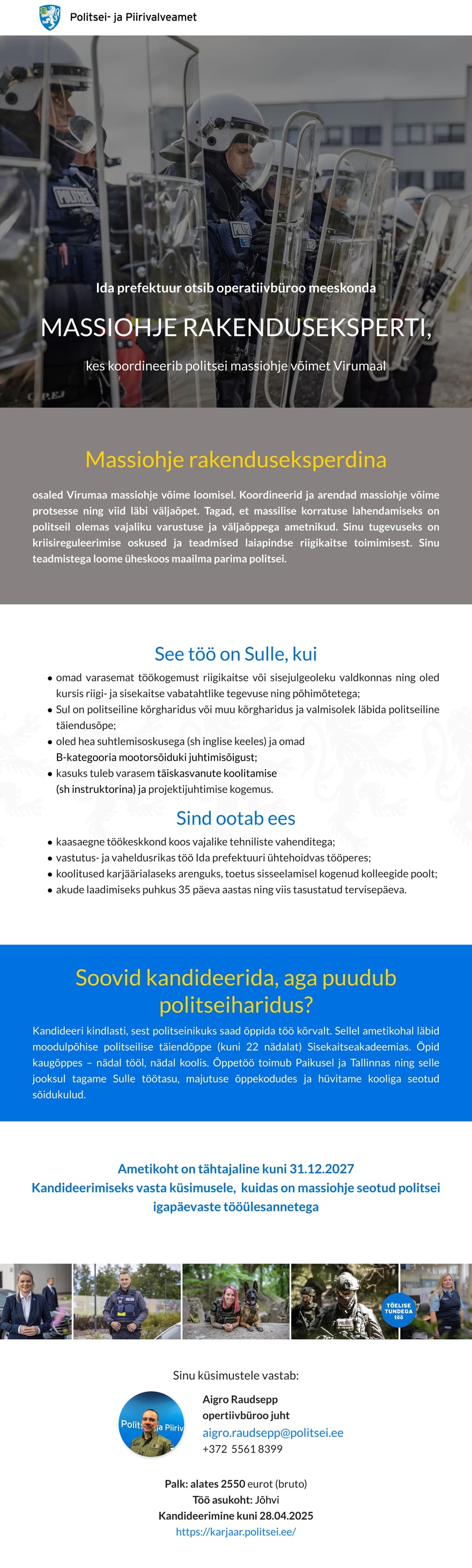 Politsei- ja Piirivalveamet Ida prefektuuri massiohje rakendusekspert