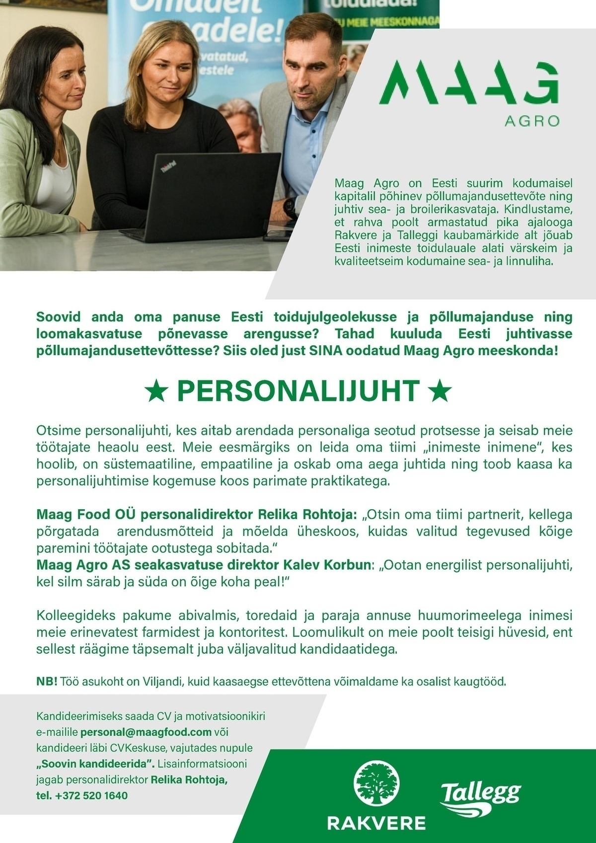 Maag Agro AS Personalijuht