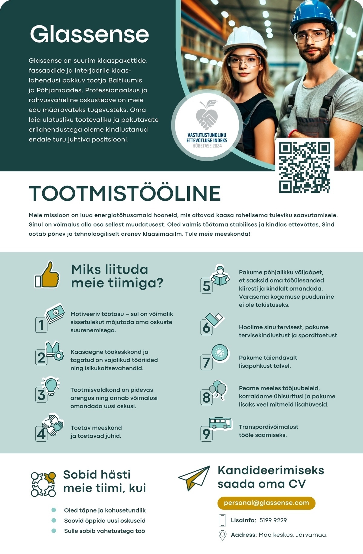 Glassense AS Tootmistööline