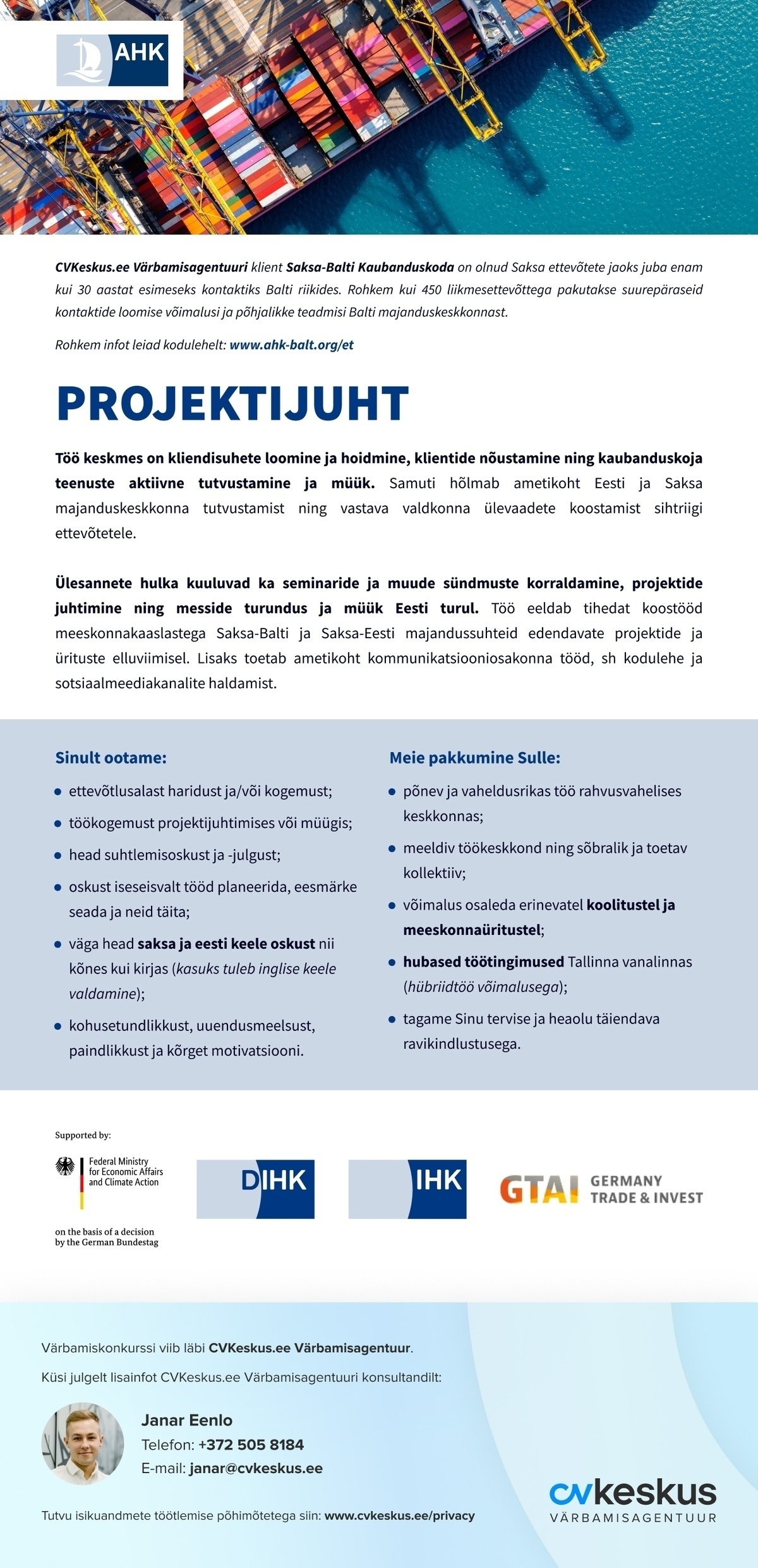 Saksa-Balti Kaubanduskoda PROJEKTIJUHT (saksa keele oskusega)