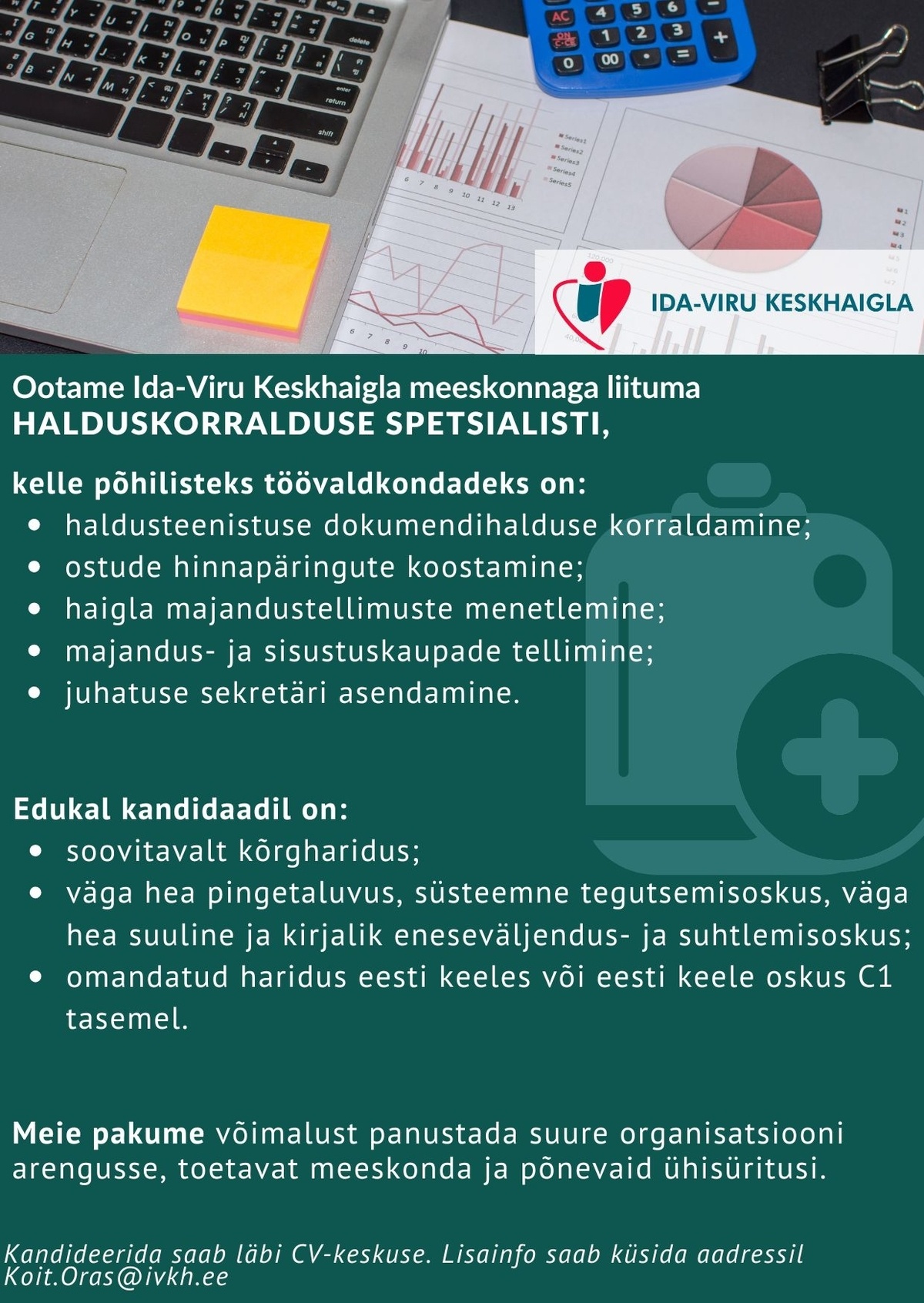 Ida-Viru Keskhaigla SA Halduskorralduse spetsialist