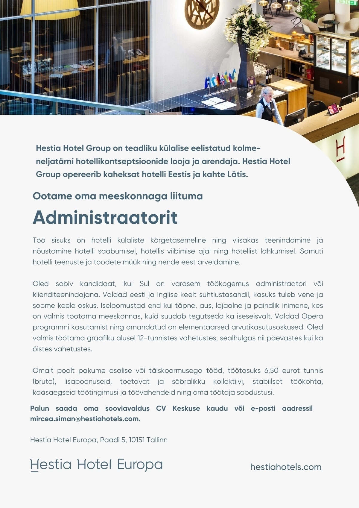 Hestia Hotel Europa Administraator